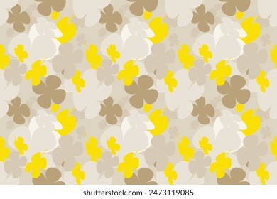 Seamless background gender neutral baby floral pattern. Simple whimsical minimal earthy 2 tone color. Kids nursery wallpaper or boho fashion all over print.