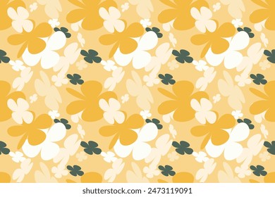 Seamless background gender neutral baby floral pattern. Simple whimsical minimal earthy 2 tone color. Kids nursery wallpaper or boho fashion all over print.