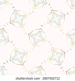 Seamless background gender neutral flower pattern. Whimsical minimal earthy 2 tone color. kids nursery wallpaper or boho cartoon space fashion all over print.