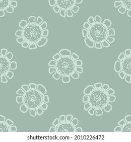 Seamless background gender neutral flower pattern. Whimsical minimal earthy 2 tone color. kids nursery wallpaper or boho cartoon space fashion all over print.