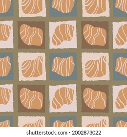 Seamless background gender neutral pattern. Whimsical minimal earthy 2 tone color. kids nursery wallpaper or boho cartoon space fashion all over print.