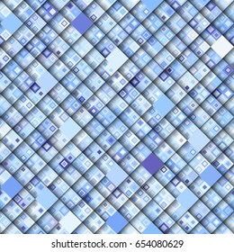 Seamless background. Geometric abstract blue pattern in low poly pixel art style.