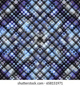 Seamless background. Geometric abstract blue pattern in low poly pixel art style.