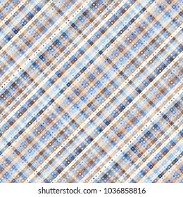 Seamless background. Geometric abstract diagonal plaid pattern in low poly pixel art style.