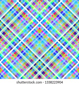 Seamless background. Geometric abstract diagonal plaid pattern in low poly pixel art style. Vector image.
