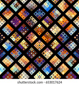 Seamless background. Geometric abstract diagonal pattern in low poly pixel art style.