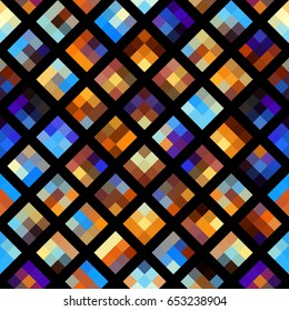 Seamless background. Geometric abstract diagonal pattern in low poly pixel art style.
