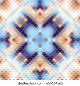 Seamless background. Geometric abstract diagonal pattern in low poly pixel art style.