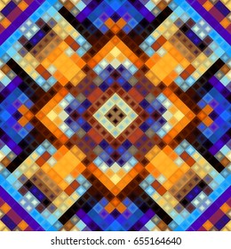 Seamless background. Geometric abstract diagonal pattern in low poly pixel art style.