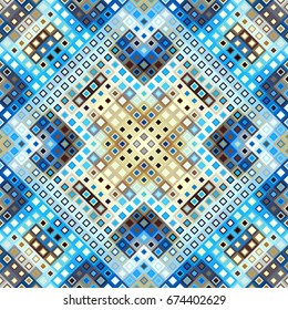 Seamless background. Geometric abstract diagonal pattern in low poly pixel art style.