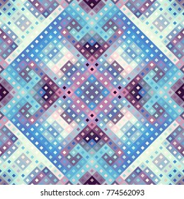 Seamless background. Geometric abstract diagonal pattern in low poly pixel art style.