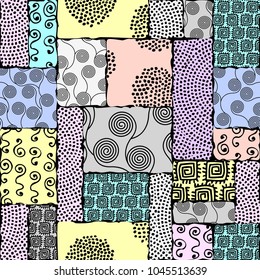 Seamless background. Geometric abstract pattern in a patchwork style. Vector image.