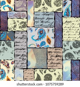 Seamless background. Geometric abstract pattern of rectangles in scrapbook style. Seamless background. Geometric abstract pattern of rectangles in scrapbook style.