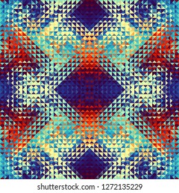 Seamless background. Geometric abstract pattern in low poly style. Effect of a glass. Vector image.