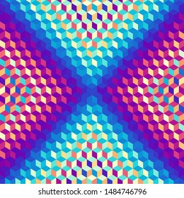 Seamless background. Geometric abstract pattern in low poly style. Effect of a glass. Small cubes. Vector image.