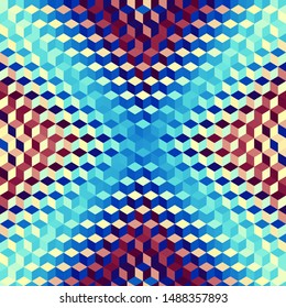Seamless background. Geometric abstract pattern in low poly style. Effect of a glass. Small cubes. Vector image.