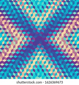 Seamless background. Geometric abstract pattern in low poly style. Effect of a glass. Small cubes. Vector image.
