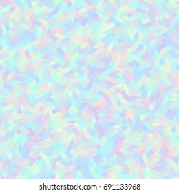 Seamless background. Geometric abstract pattern in low poly wavy style. Holographic and pastel colors.