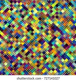 Seamless background. Geometric abstract pattern in low poly pixel art style. Polka dot pattern on low poly background.