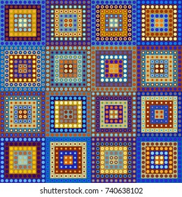 Seamless background. Geometric abstract pattern in low poly pixel art style. Polka dot pattern on low poly background.