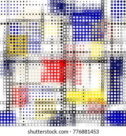 Seamless background. Geometric abstract pattern in low poly pixel art style. Polka dot pattern on low poly background.