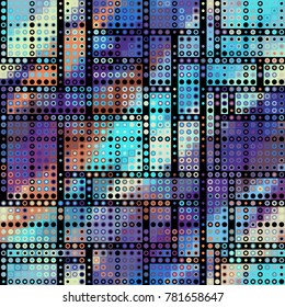 Seamless background. Geometric abstract pattern in low poly pixel art style. Polka dot pattern on low poly background.