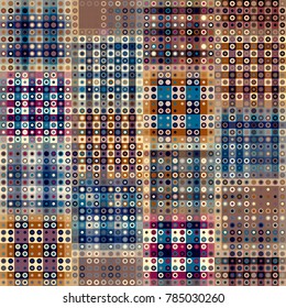 Seamless background. Geometric abstract pattern in low poly pixel art style. Polka dot pattern on low poly background.