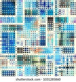 Seamless background. Geometric abstract symmetric pattern in low poly pixel art style. Polka dot pattern on low poly background.