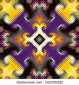 Seamless background. Geometric abstract symmetric pattern in low poly pixel art style.