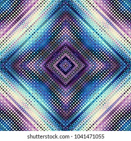 Seamless background. Geometric abstract symmetric pattern in low poly pixel art style. Vector image.
