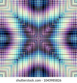 Seamless background. Geometric abstract symmetric pattern in low poly pixel art style. Polka dot pattern on lowpoly background. Vector image.