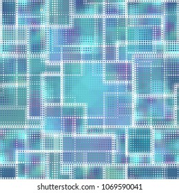 Seamless background. Geometric abstract symmetric pattern in low poly pixel art style. Polka dot pattern on low poly background. Vector image.
