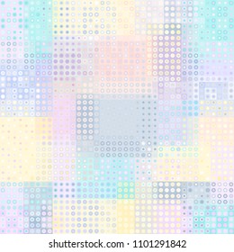 Seamless background. Geometric abstract symmetric pattern in low poly pixel art style. Polka dot pattern on low poly background. Vector image.