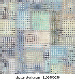 Seamless background. Geometric abstract symmetric pattern in low poly pixel art style. Polka dot pattern on low poly background. Vector image.
