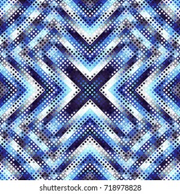 Seamless background. Geometric abstract symmetric pattern in low poly pixel art style. Polka dot pattern on low poly background.