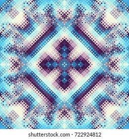 Seamless background. Geometric abstract symmetric pattern in low poly pixel art style. Polka dot pattern on low poly background.