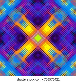 Seamless background. Geometric abstract symmetric pattern in low poly pixel art style. Polka dot pattern on low poly background.