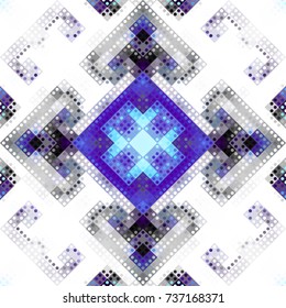 Seamless background. Geometric abstract symmetric pattern in low poly pixel art style. Polka dot pattern on low poly background.
