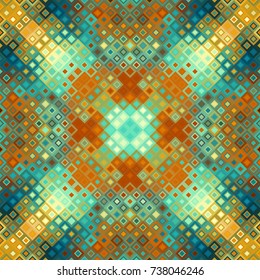 Seamless background. Geometric abstract symmetric pattern in low poly pixel art style. Polka dot pattern on low poly background.