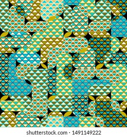 Seamless background. Geometric abstract vector pattern of triangles in a patchwork style.