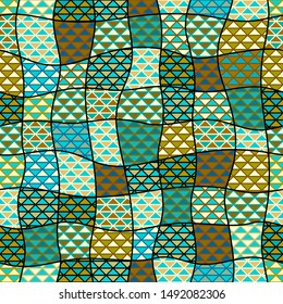 Seamless background. Geometric abstract vector pattern of triangles in a patchwork style.