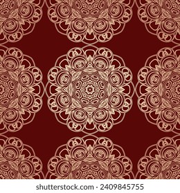 Seamless background with geometric and floral elements. Tribal ethnic mandala ornament for scarf, shawl, hijab design. vector.