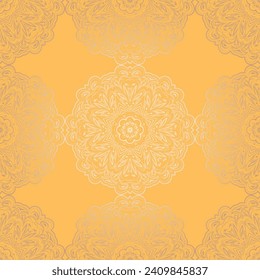 Fondo incomparable con elementos geométricos y florales. Ornamento tribal étnico de mandala para pañuelo, chal, diseño de hijab. vector.