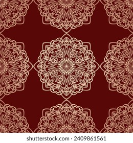 Seamless background with geometric and floral elements. Tribal ethnic mandala ornament for scarf, shawl, hijab design. vector.