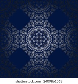 Nahtloser Hintergrund mit geometrischen und floralen Elementen. Ethnische Mandala-Ornament für Schal, Schal, Hijab-Design. Vektor.