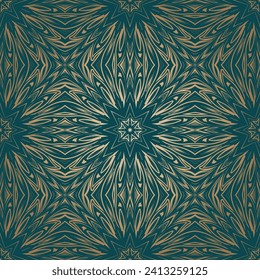 Seamless background with geometric and floral elements. Tribal ethnic mandala ornament for scarf, shawl, hijab design. vector.