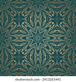 Seamless background with geometric and floral elements. Tribal ethnic mandala ornament for scarf, shawl, hijab design. vector.