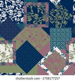 seamless background with geometric patchwork pattern, vector design for fabric, paper 