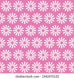 seamless background of geometric pattern of connected dots in white on pink