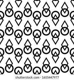 Nahtloser Hintergrund mit geometrischen Formen, Schwarz-Weiß-Farben.